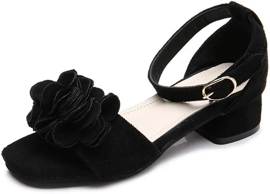 Little Big Girls Flower Middle High Heel Princess Sandals Kids Shoes Dress Platform Sandals