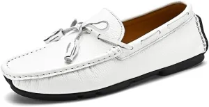 Loafers for Men Round Toe Tassel PU Leather Flat Heel Anti-Slip Lightweight Walking Casual Slip-ons