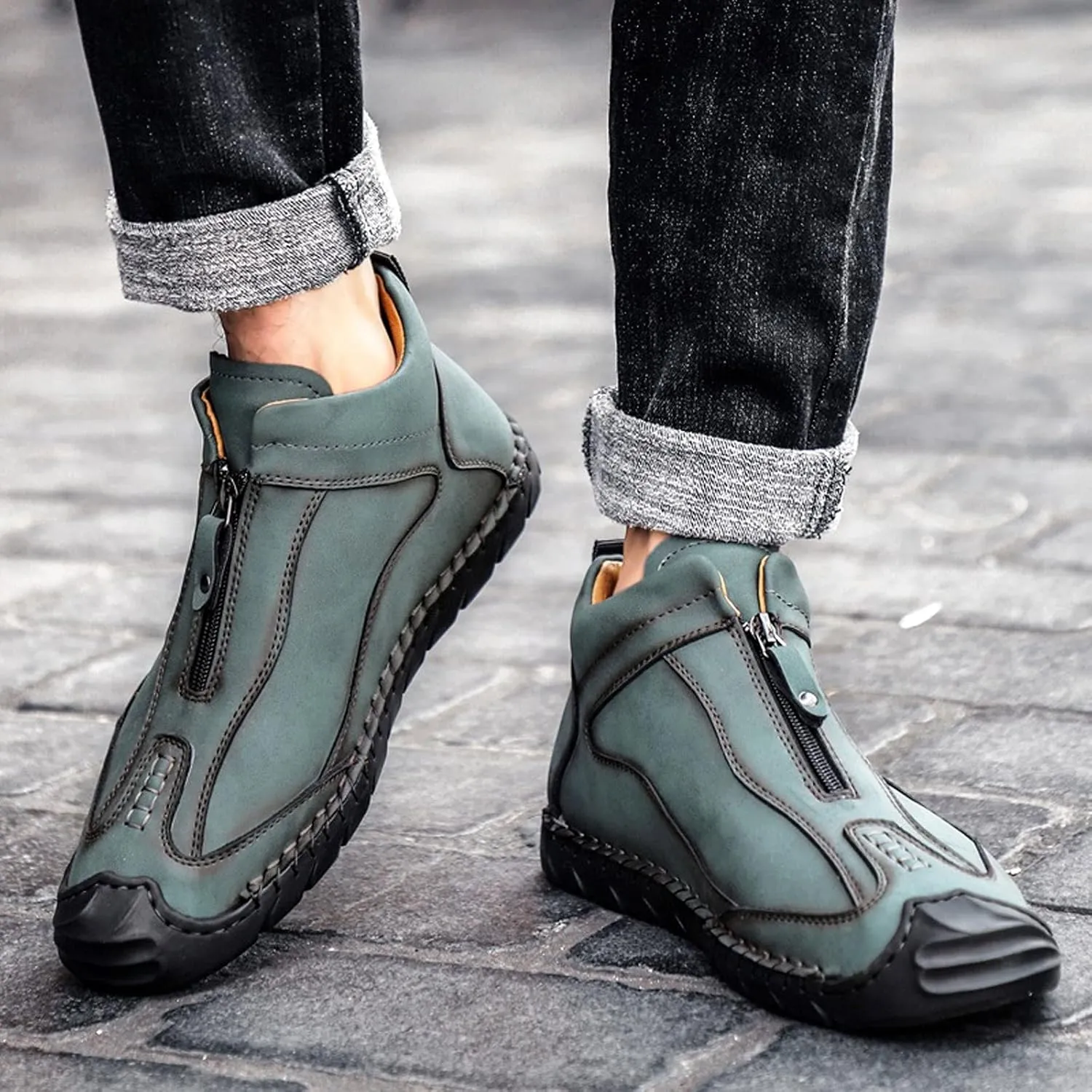 Mens Boots Men's Boots Comfortable Men Ankle Boots Thick Plush Warm Snow Boots Leather Autumn Outdoor Man Motorcycle Boots