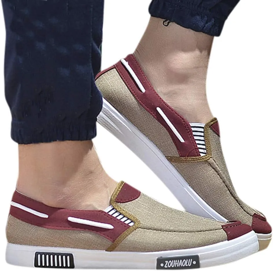 Men's Canvas Casual Flat Shoes Breathable Comfortable Soft Lightweight Men Casual Sneaker