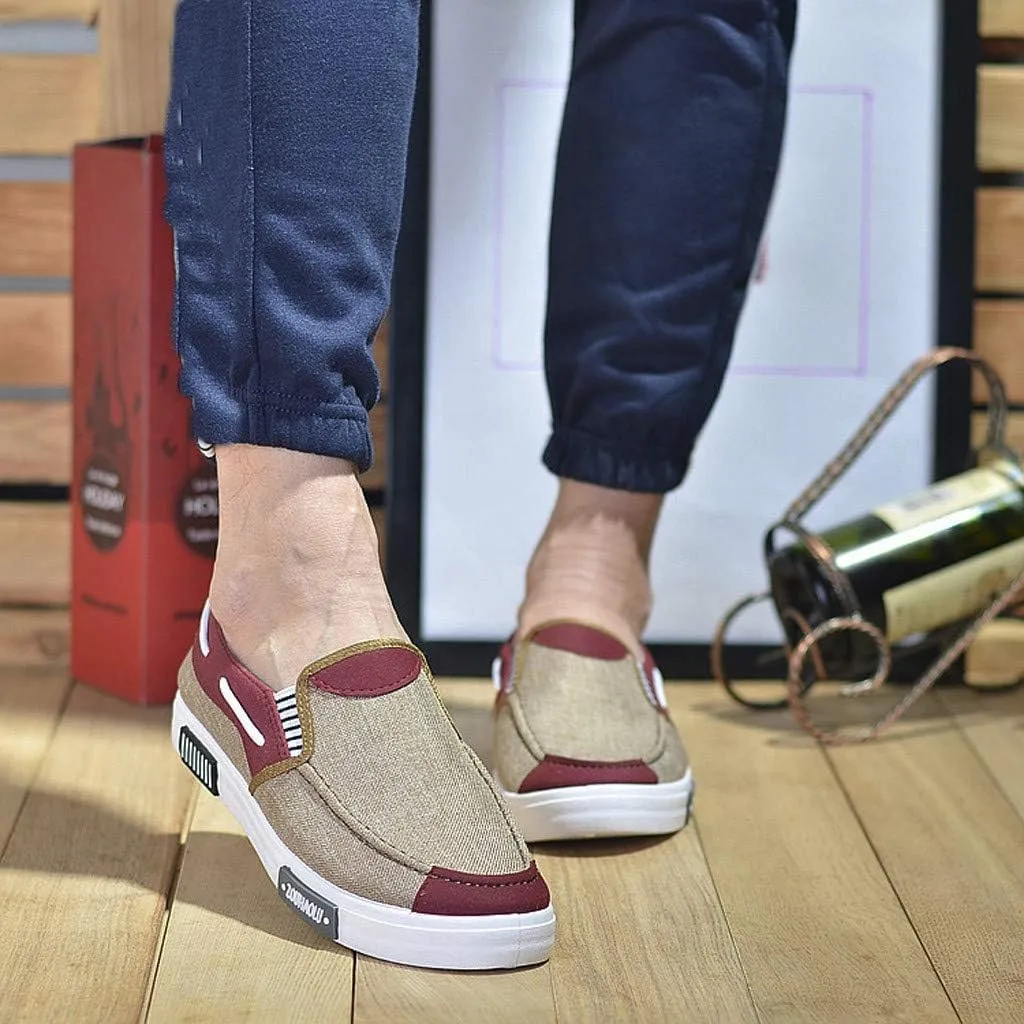 Men's Canvas Casual Flat Shoes Breathable Comfortable Soft Lightweight Men Casual Sneaker