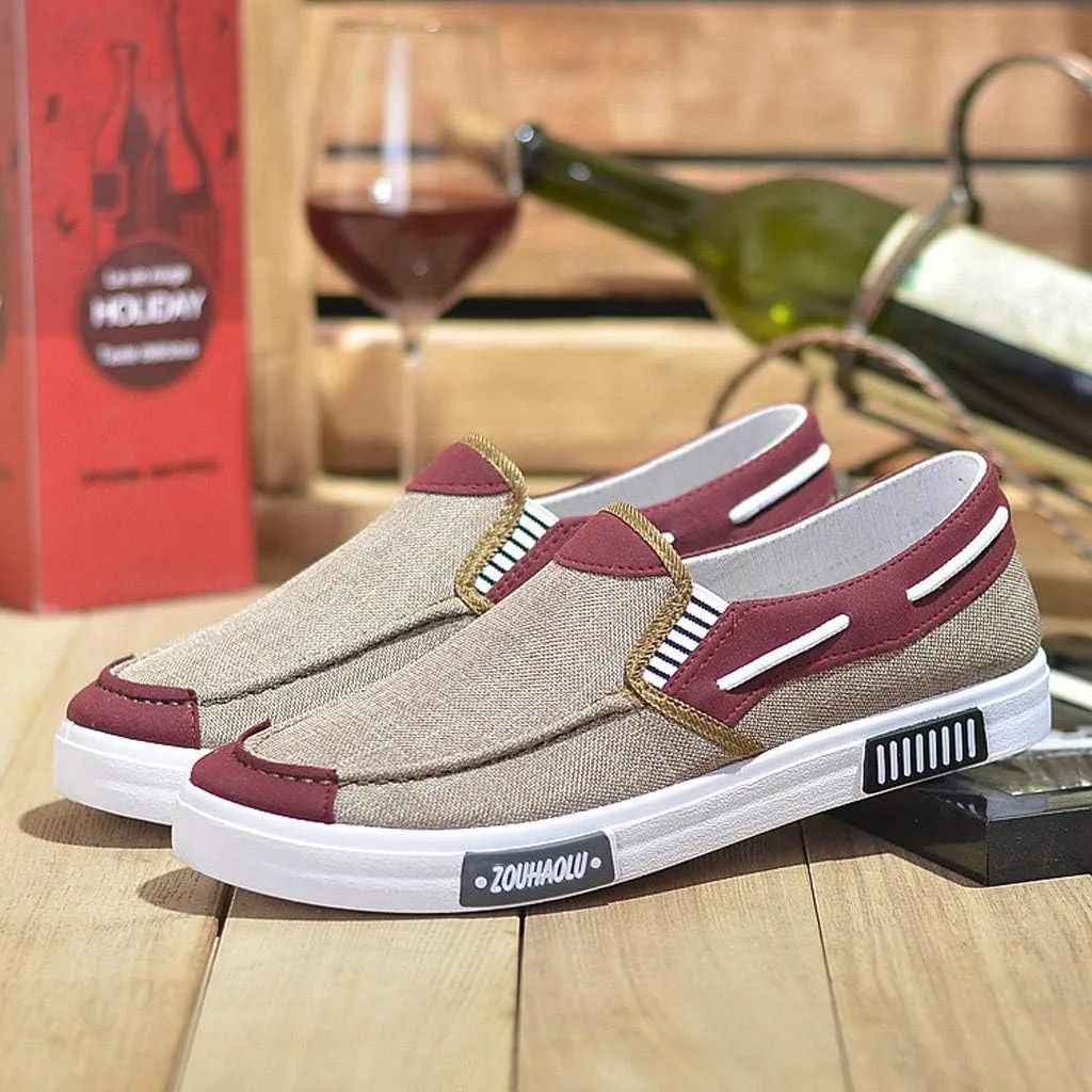 Men's Canvas Casual Flat Shoes Breathable Comfortable Soft Lightweight Men Casual Sneaker