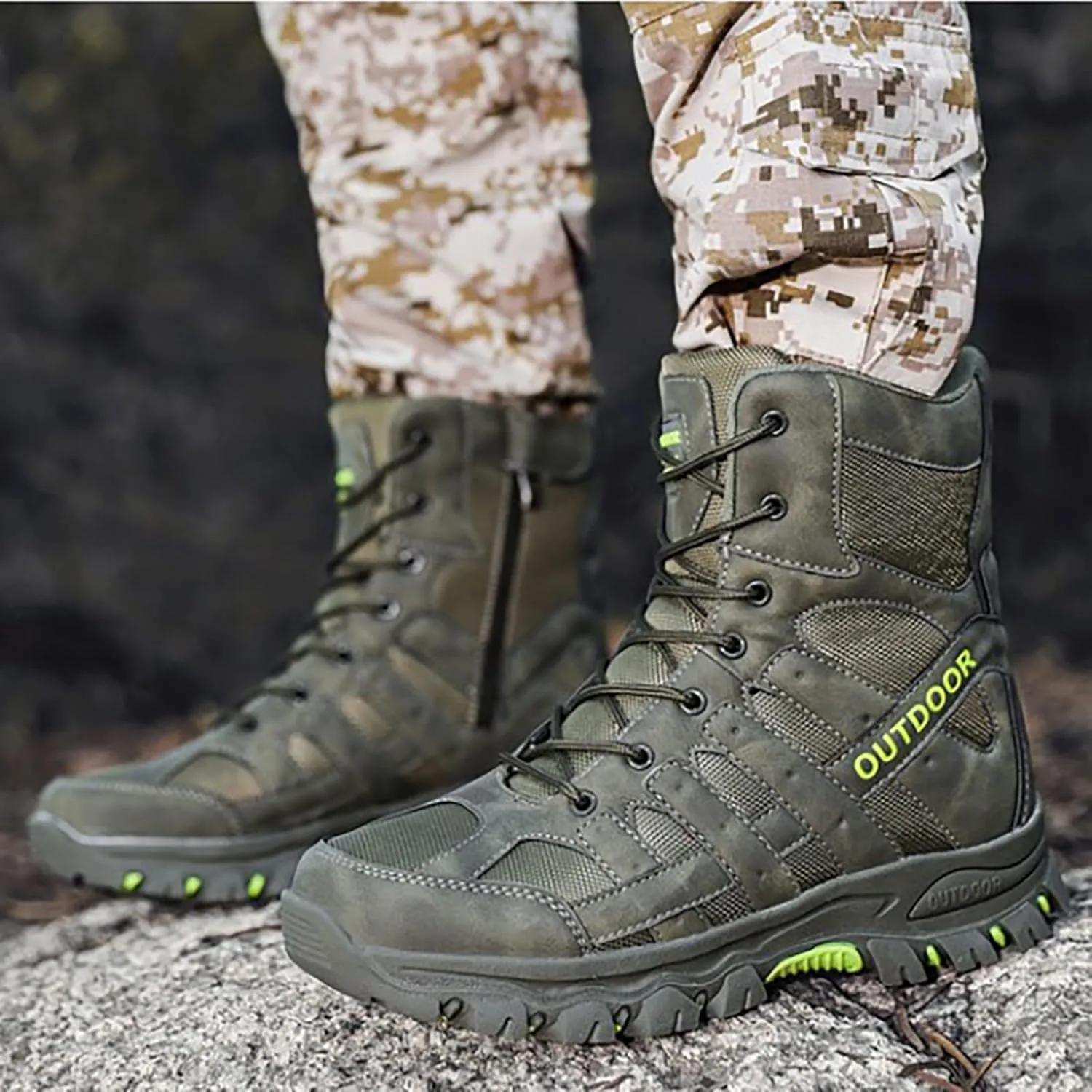 Mens Combat Boots Breathable Police Patrol Boots Lightweight Army Boots Waterproof Hiking Boots Military Tactical Boots