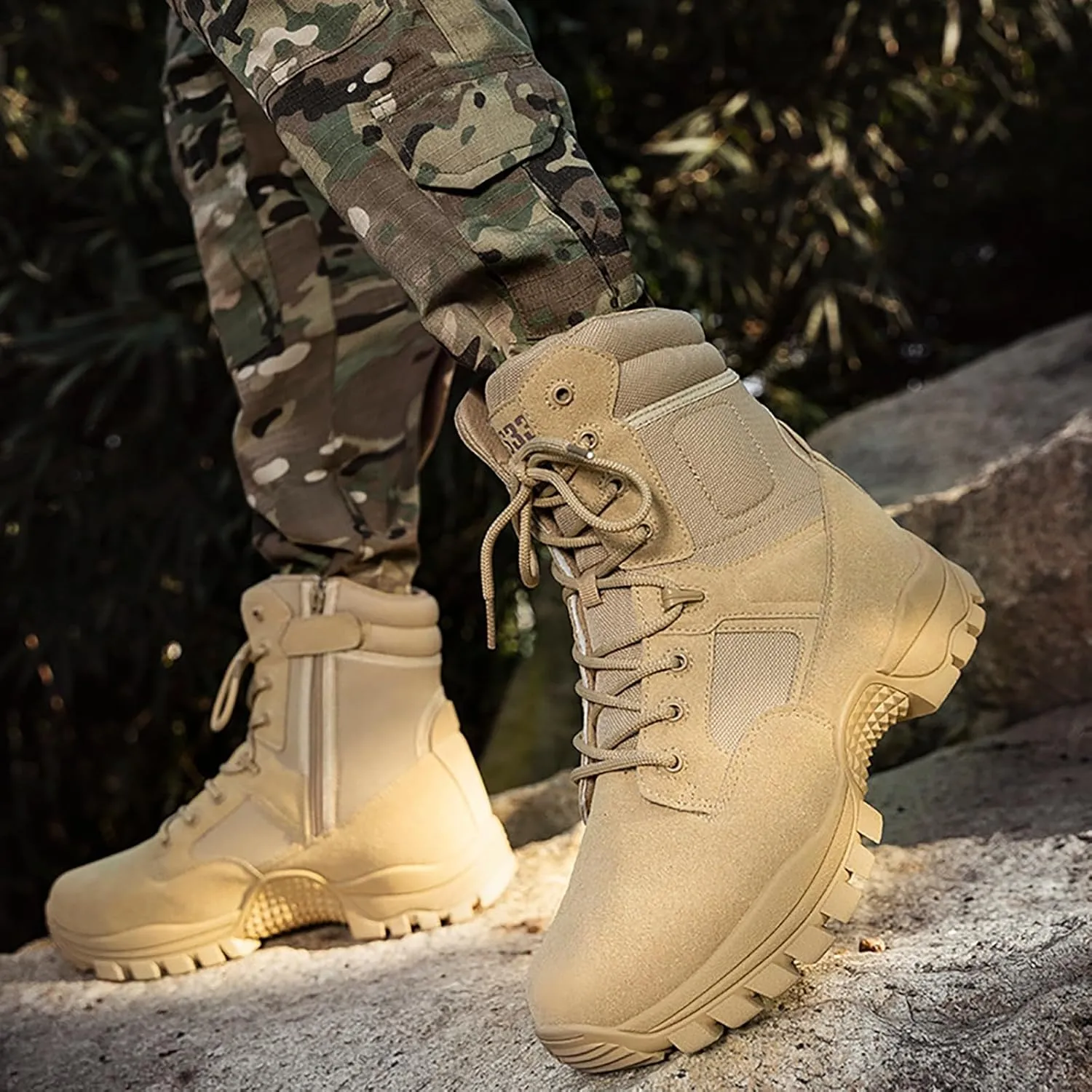 Mens Combat Boots Breathable Police Patrol Boots Lightweight Army Boots Waterproof Hiking Boots Military Tactical Boots