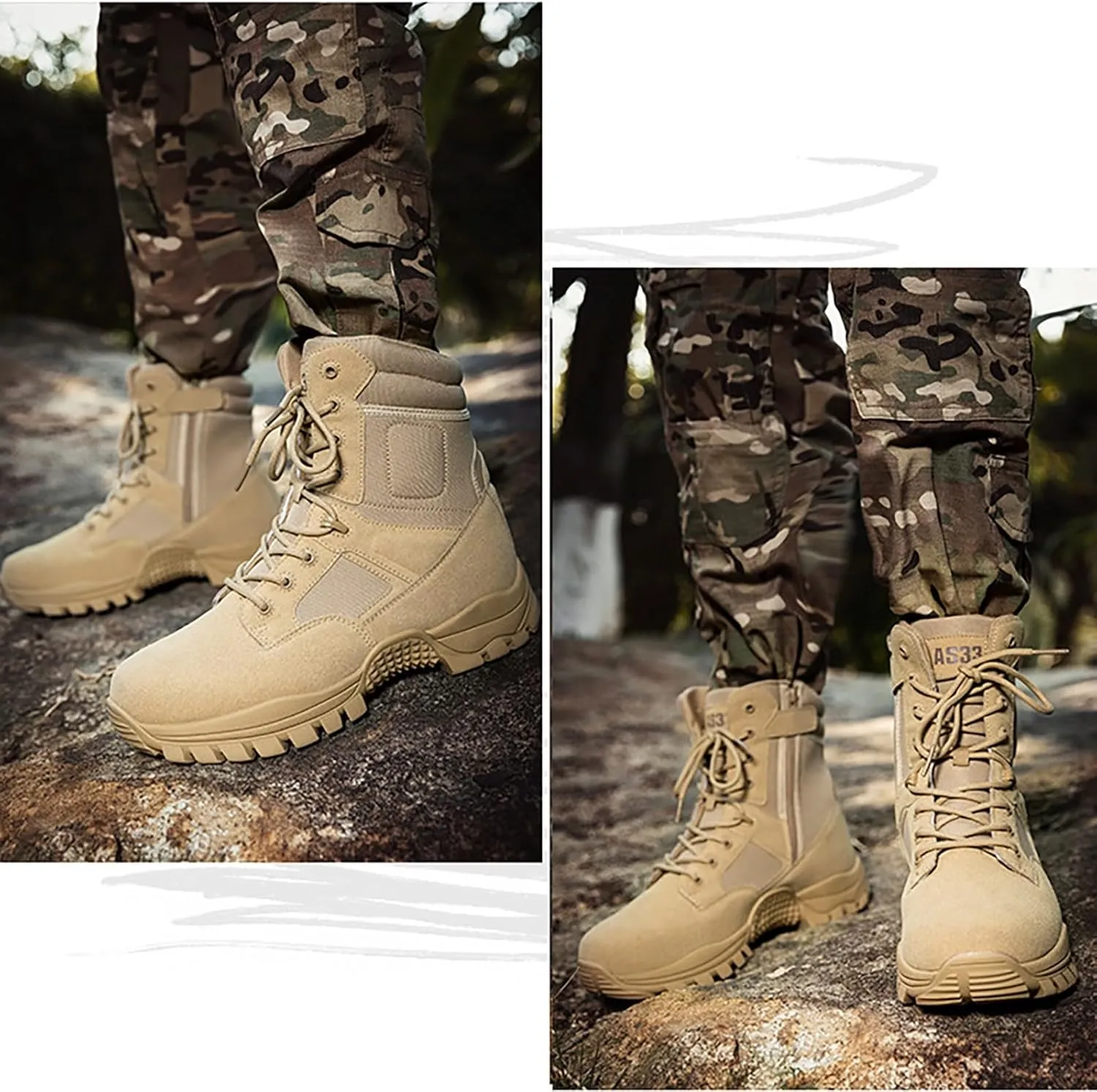 Mens Combat Boots Breathable Police Patrol Boots Lightweight Army Boots Waterproof Hiking Boots Military Tactical Boots