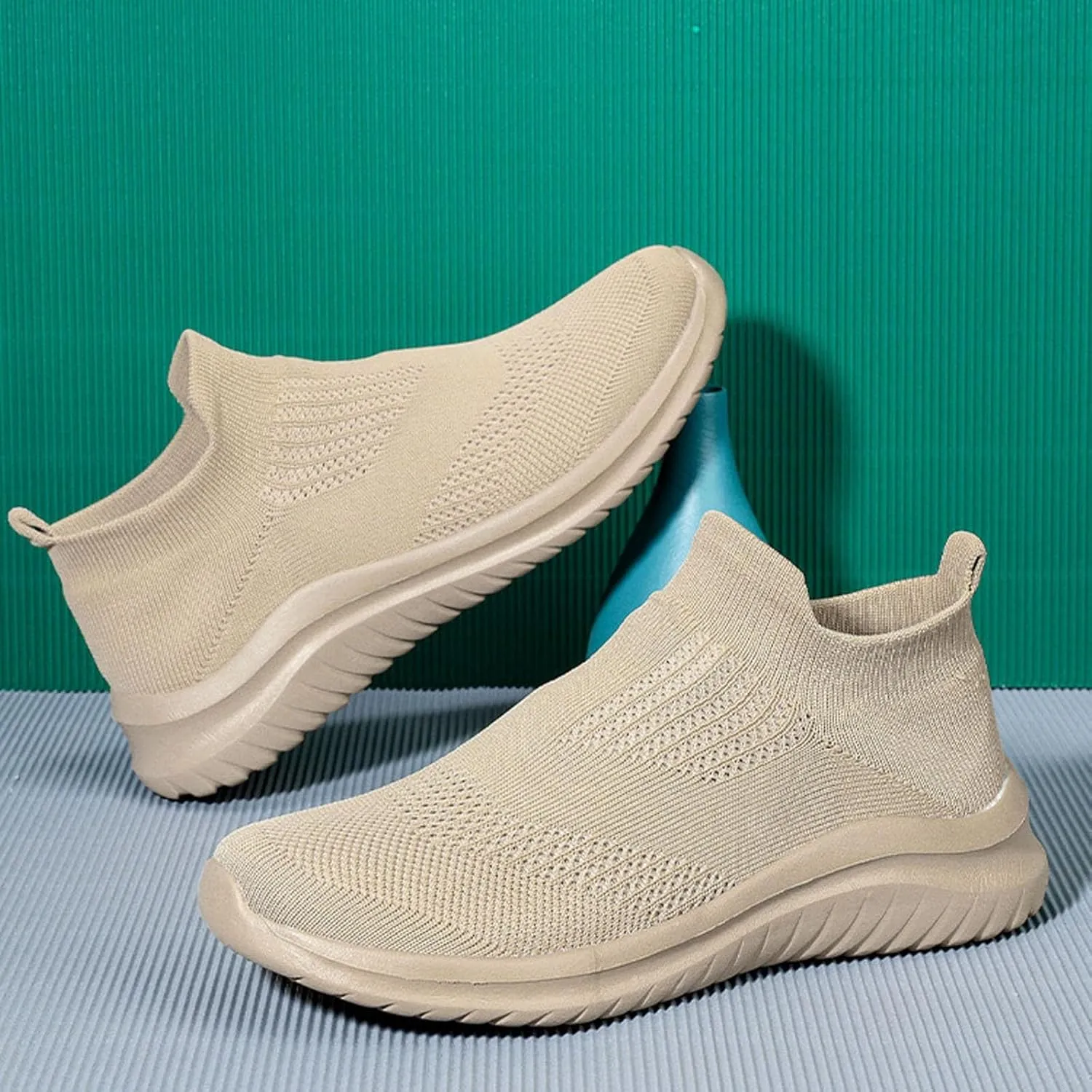 Mens Lightweight Slip on High Top Sneakers: Breathable Mesh Running Walking Shoes with Non Slip Rubber Outsole & Orthopedic Sole for All-Day Wear Arch Support Black Sneaker Men