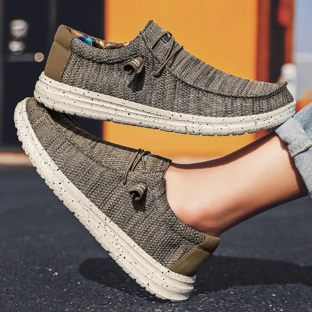 Men's Loafers & Slip-Ons Shoes, Stretch Lace Up Loafers Walking Shoes Minimalist Comfortable Lightweight Width Toe Box Men's Casual Dress Shoes