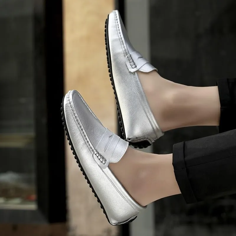 Mens Loafers Shoe Genuine Leather Stitching Details Penny Driving Loafer Flexible Comfortable Anti-Slip Party Classic Slip-ons