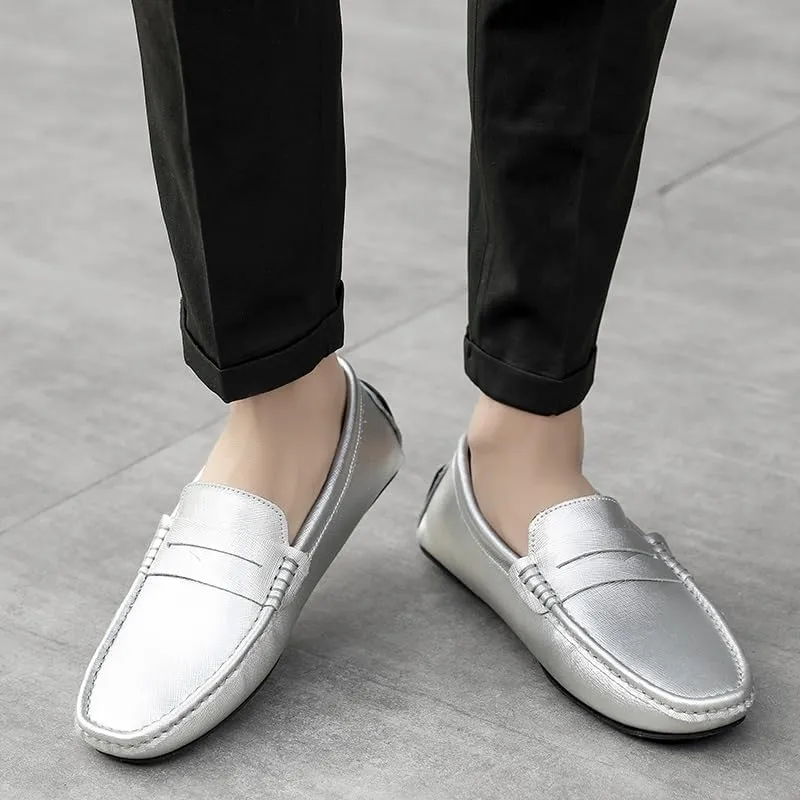 Mens Loafers Shoe Genuine Leather Stitching Details Penny Driving Loafer Flexible Comfortable Anti-Slip Party Classic Slip-ons