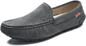 Mens Loafers Shoe Leather Driving Loafers Breathable Perforated Anti-Slip Comfortable Lightweight Prom Casual Slip-ons