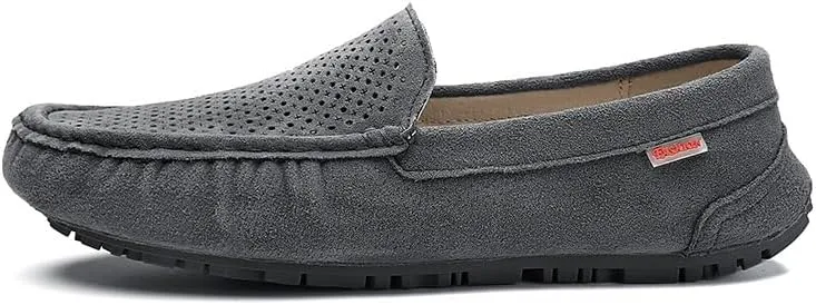 Mens Loafers Shoe Leather Driving Loafers Breathable Perforated Anti-Slip Comfortable Lightweight Prom Casual Slip-ons