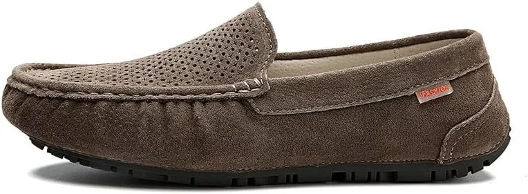 Mens Loafers Shoe Leather Driving Loafers Breathable Perforated Anti-Slip Comfortable Lightweight Prom Casual Slip-ons