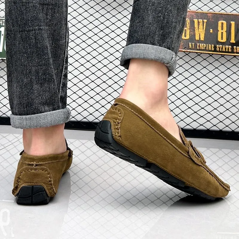 Mens Loafers Shoe Nubuck Leather Tassel Penny Driving Loafers Anti-Slip Lightweight Slip Resistant Casual Slip-ons