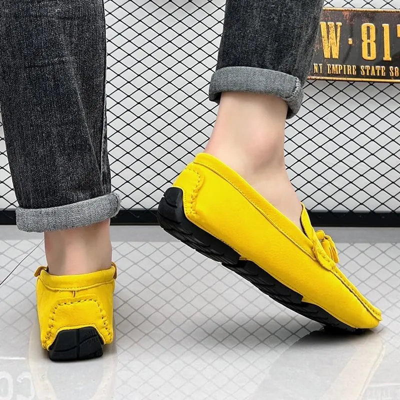 Mens Loafers Shoe Nubuck Leather Tassel Penny Driving Loafers Anti-Slip Lightweight Slip Resistant Casual Slip-ons