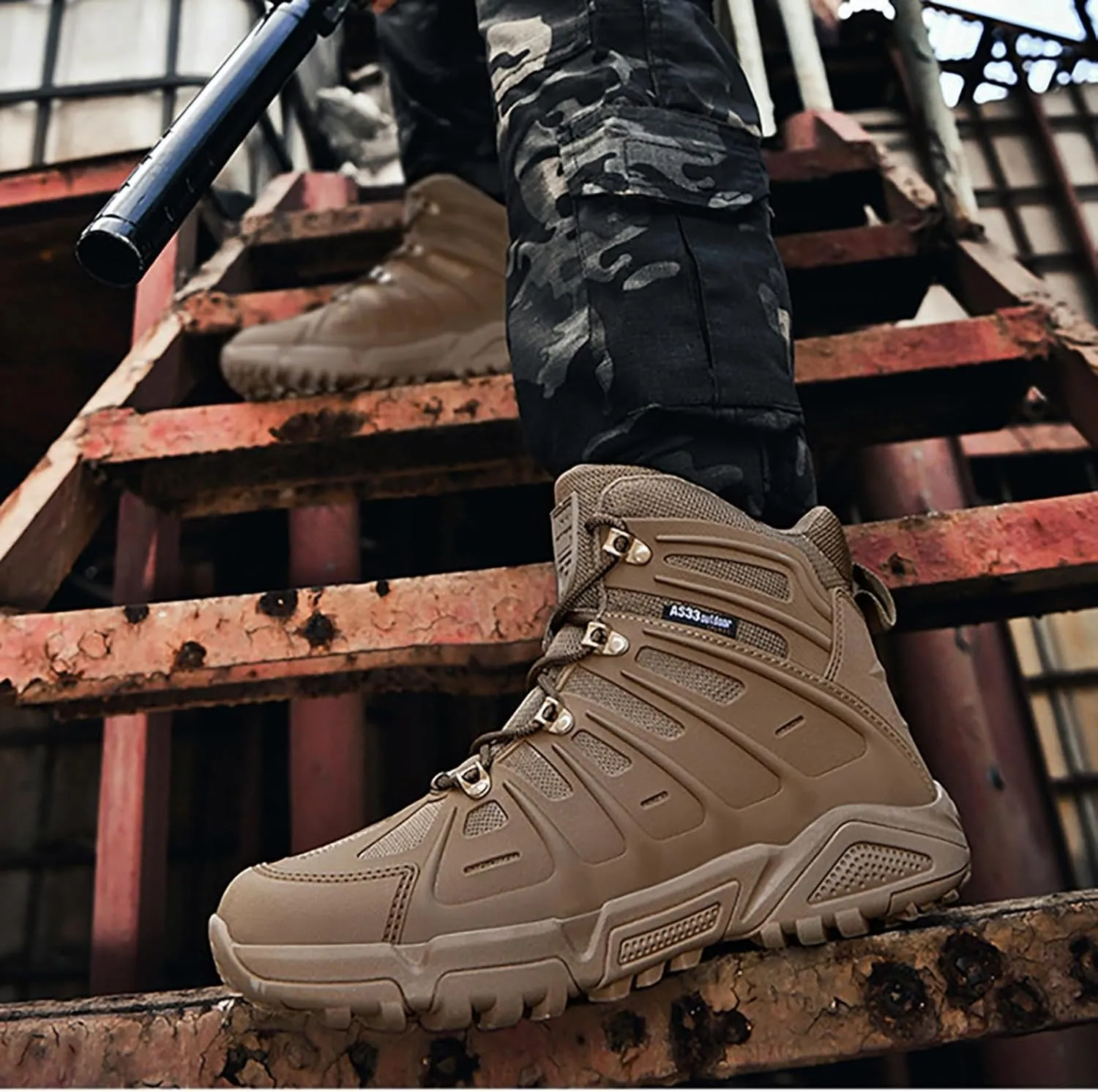 Mens Military Tactical Boots Combat Boots Breathable Police Patrol Boots Army Boots Waterproof Hiking Boots
