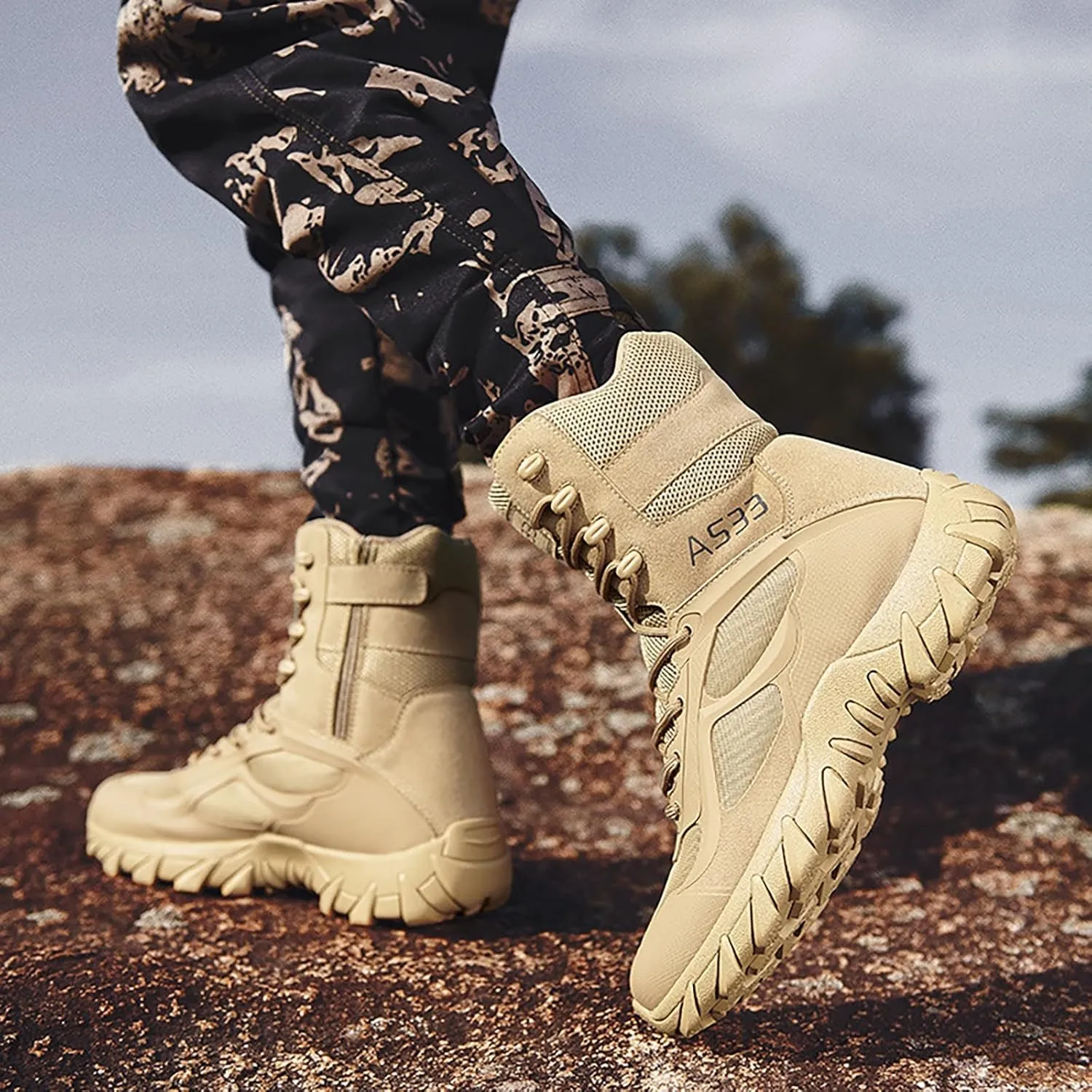 Mens Military Tactical Boots Combat Boots Breathable Police Patrol Boots Army Boots Waterproof Hiking Boots