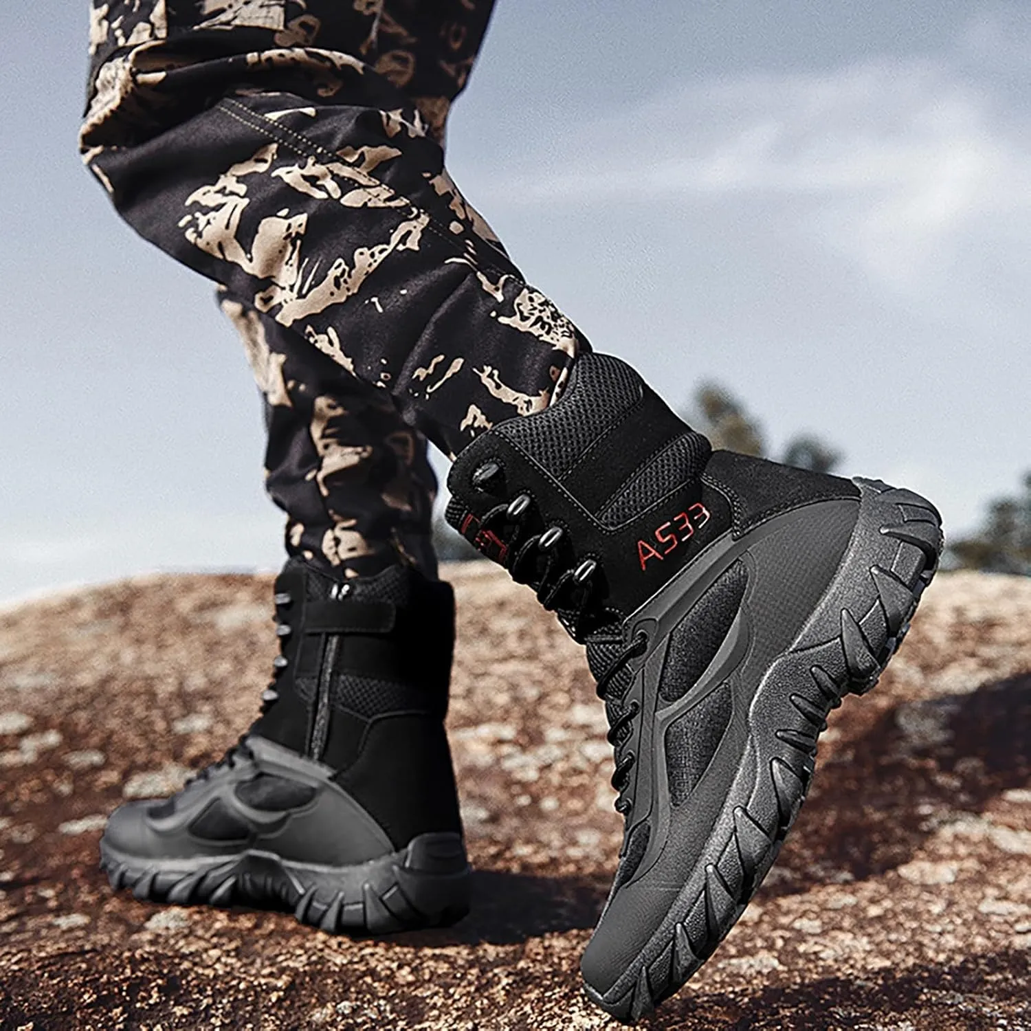 Mens Military Tactical Boots Combat Boots Breathable Police Patrol Boots Army Boots Waterproof Hiking Boots