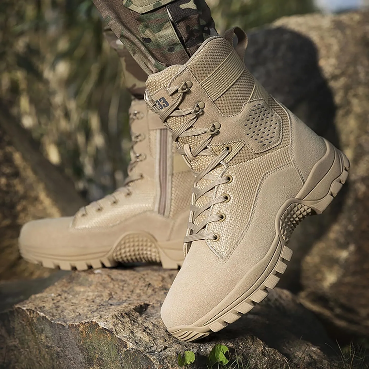 Mens Military Tactical Boots Combat Boots Breathable Police Patrol Boots Lightweight Army Boots Waterproof Hiking Boots