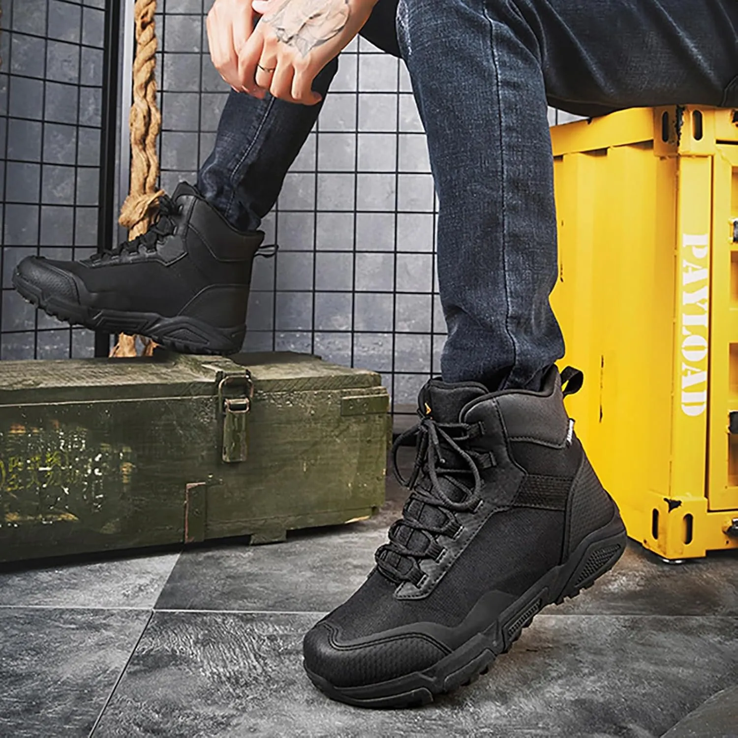 Mens Military Tactical Boots Combat Boots Breathable Police Patrol Boots Lightweight Army Boots Waterproof Hiking Boots