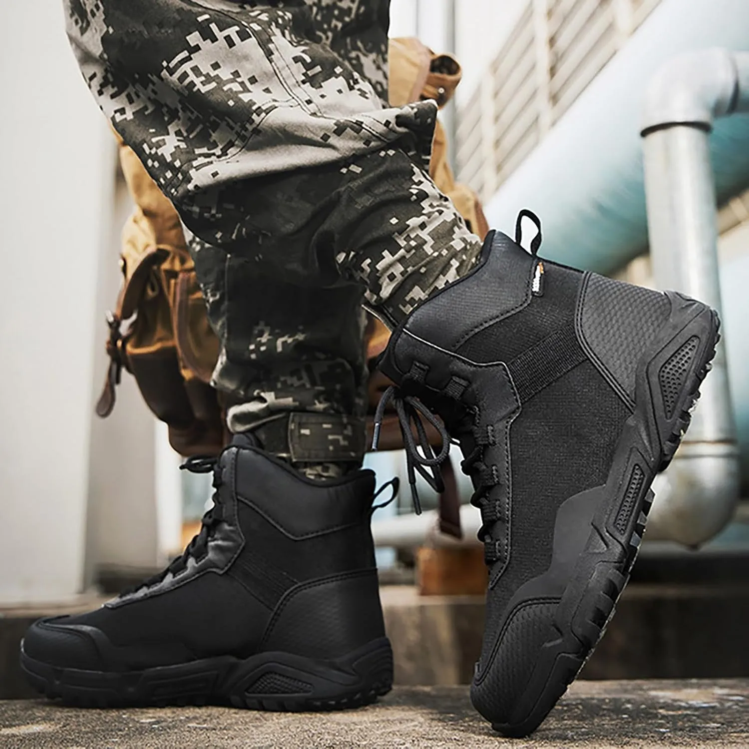 Mens Military Tactical Boots Combat Boots Breathable Police Patrol Boots Lightweight Army Boots Waterproof Hiking Boots