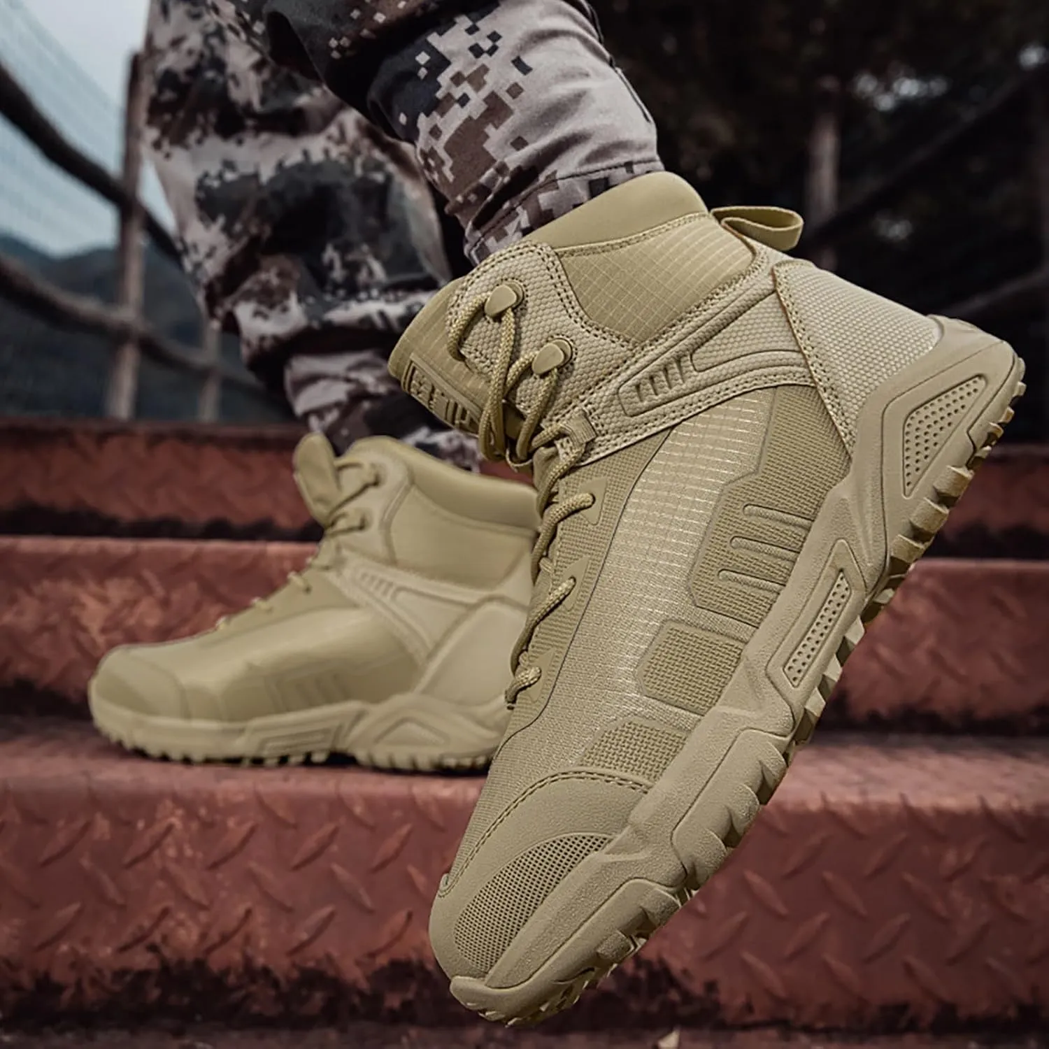 Mens Military Tactical Boots Combat Boots Breathable Police Patrol Boots Lightweight Army Boots Waterproof Hiking Boots