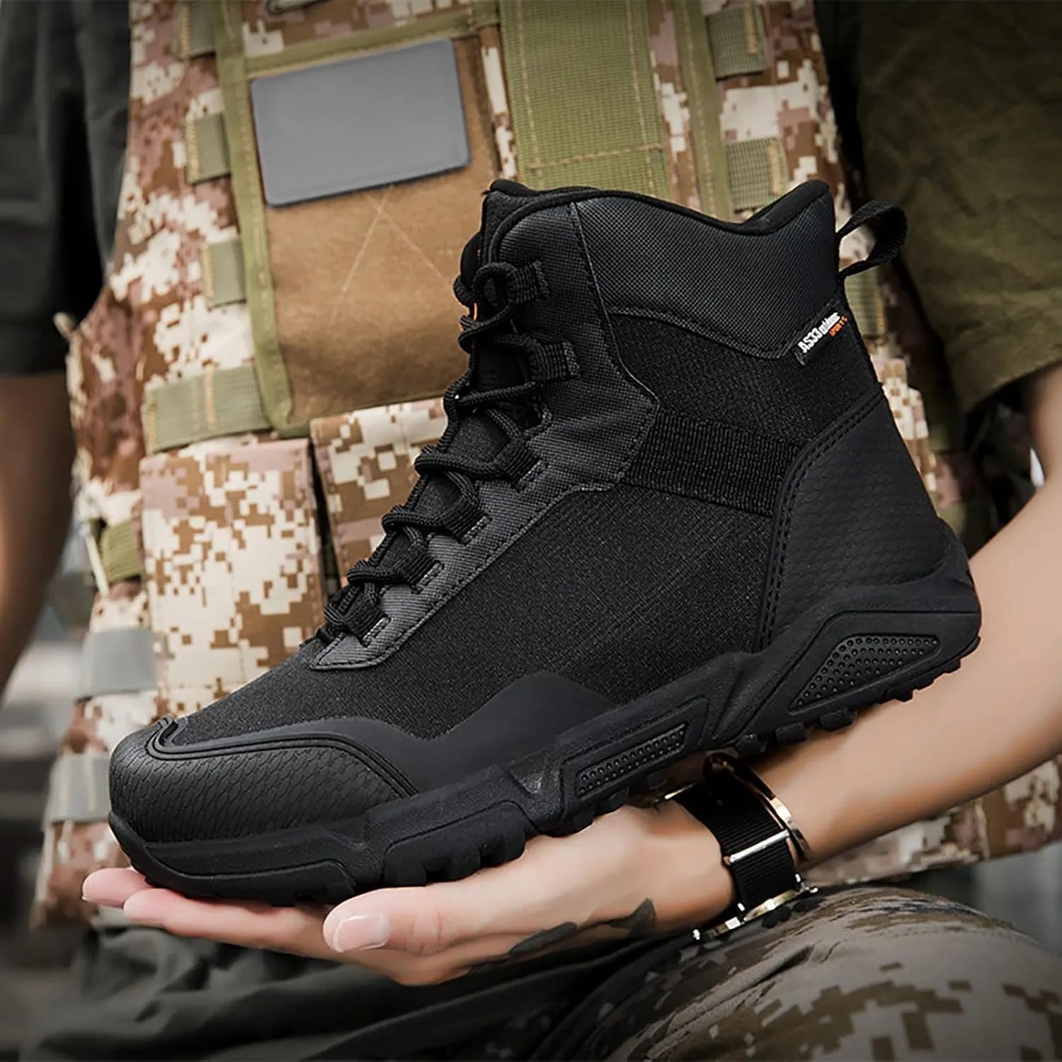 Mens Military Tactical Boots Combat Boots Breathable Police Patrol Boots Lightweight Army Boots Waterproof Hiking Boots