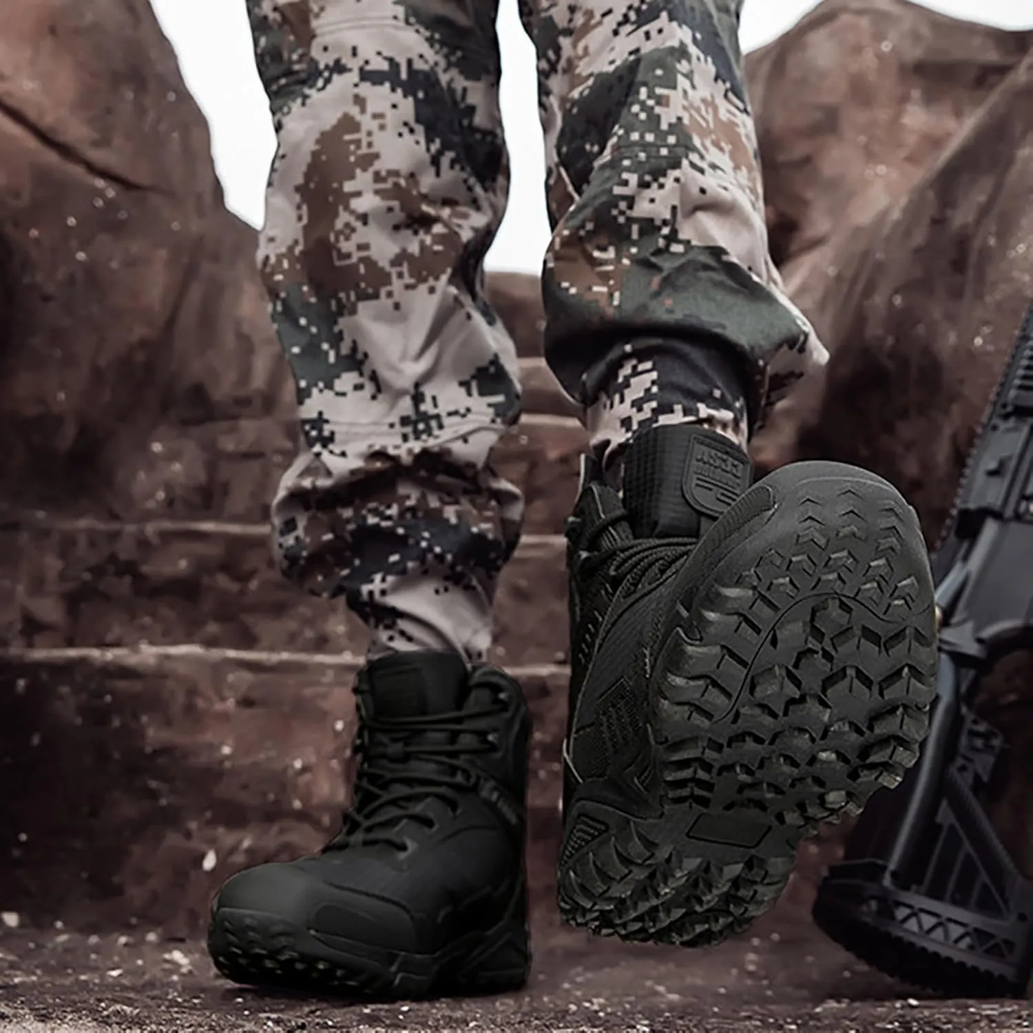 Mens Military Tactical Boots Combat Boots Breathable Police Patrol Boots Lightweight Army Boots Waterproof Hiking Boots