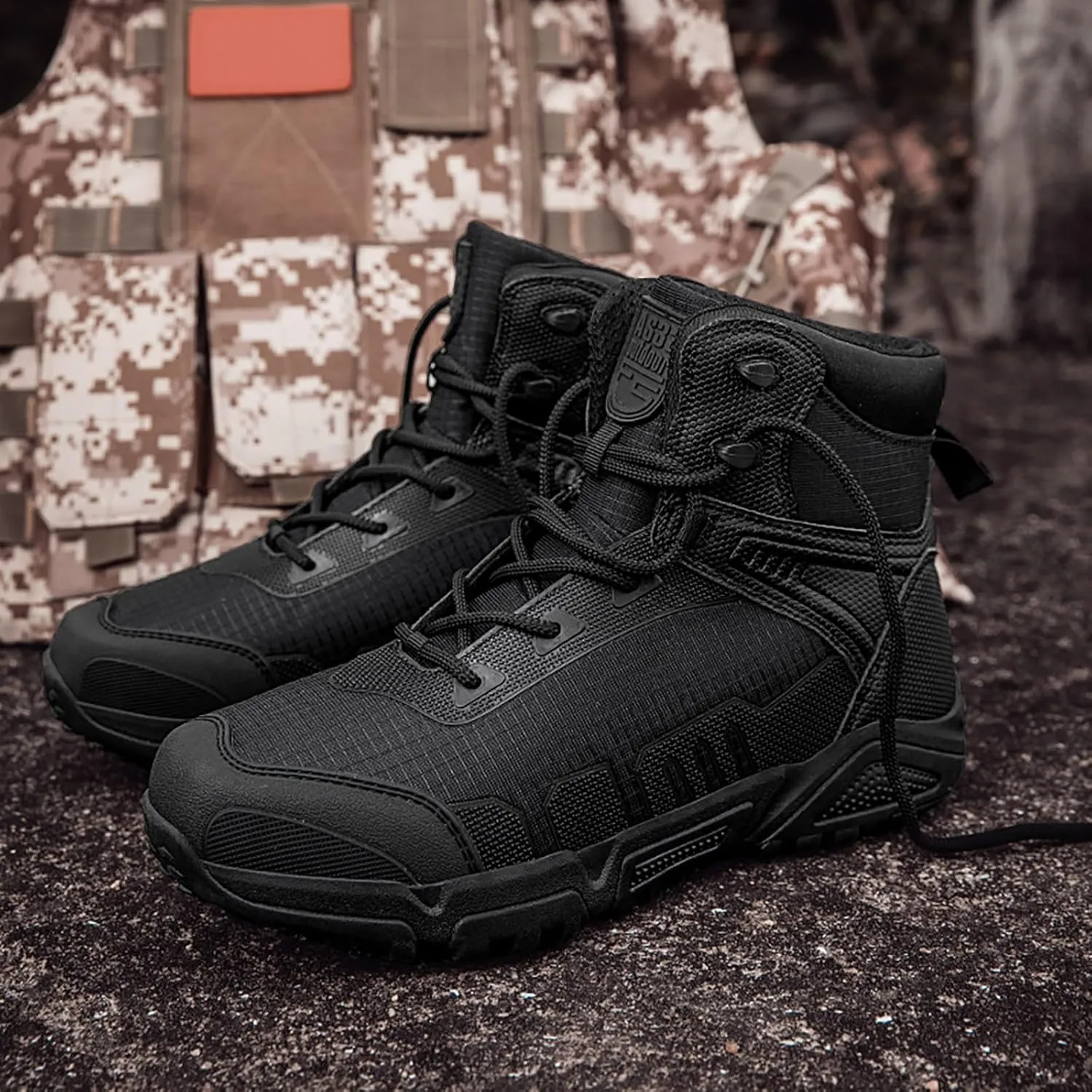 Mens Military Tactical Boots Combat Boots Breathable Police Patrol Boots Lightweight Army Boots Waterproof Hiking Boots