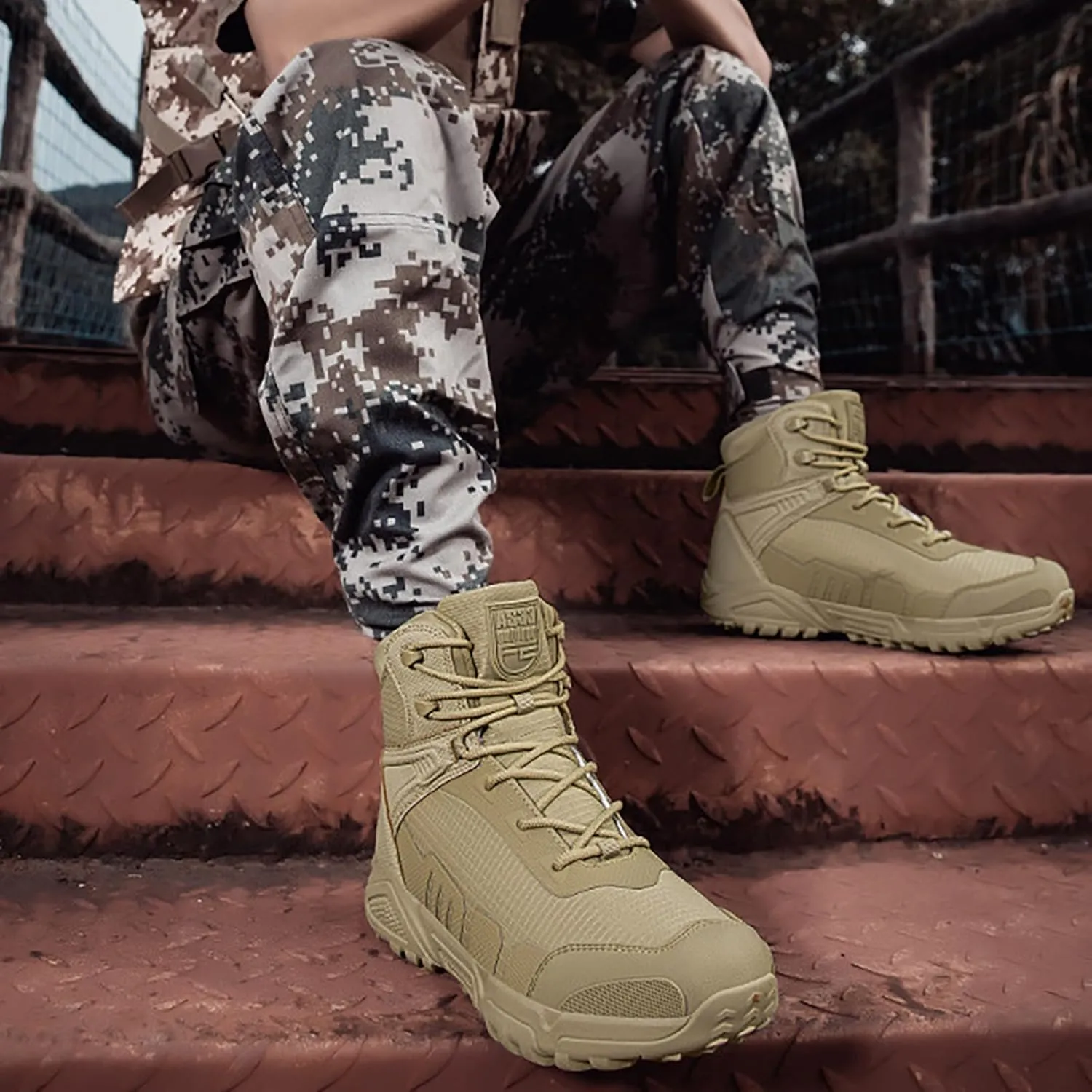 Mens Military Tactical Boots Combat Boots Breathable Police Patrol Boots Lightweight Army Boots Waterproof Hiking Boots