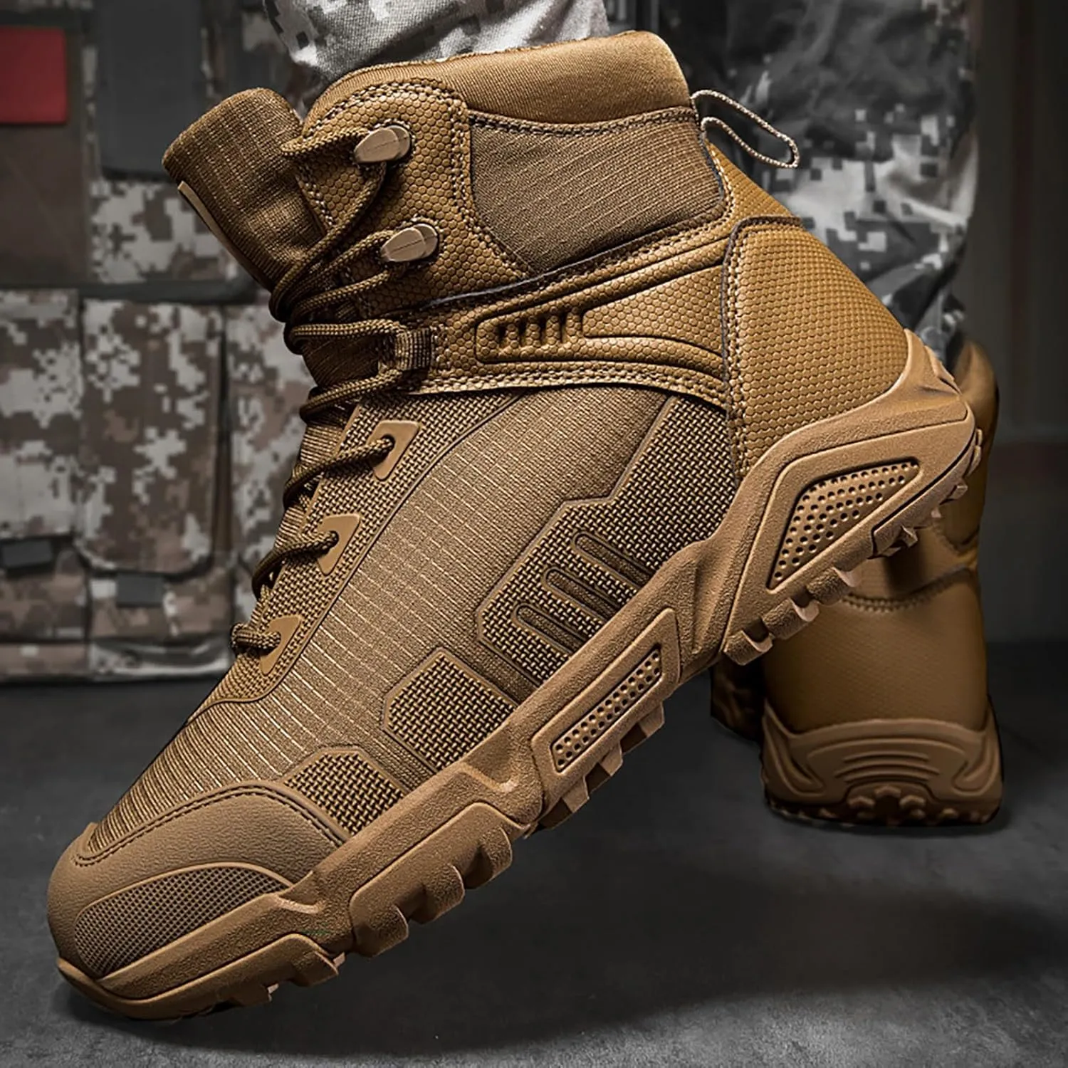 Mens Military Tactical Boots Combat Boots Breathable Police Patrol Boots Lightweight Army Boots Waterproof Hiking Boots