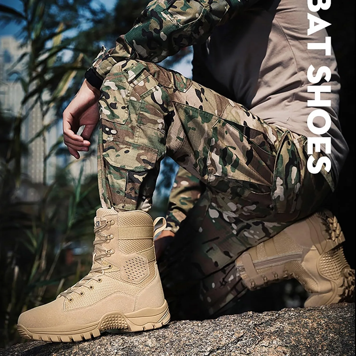 Mens Military Tactical Boots Combat Boots Breathable Police Patrol Boots Lightweight Army Boots Waterproof Hiking Boots