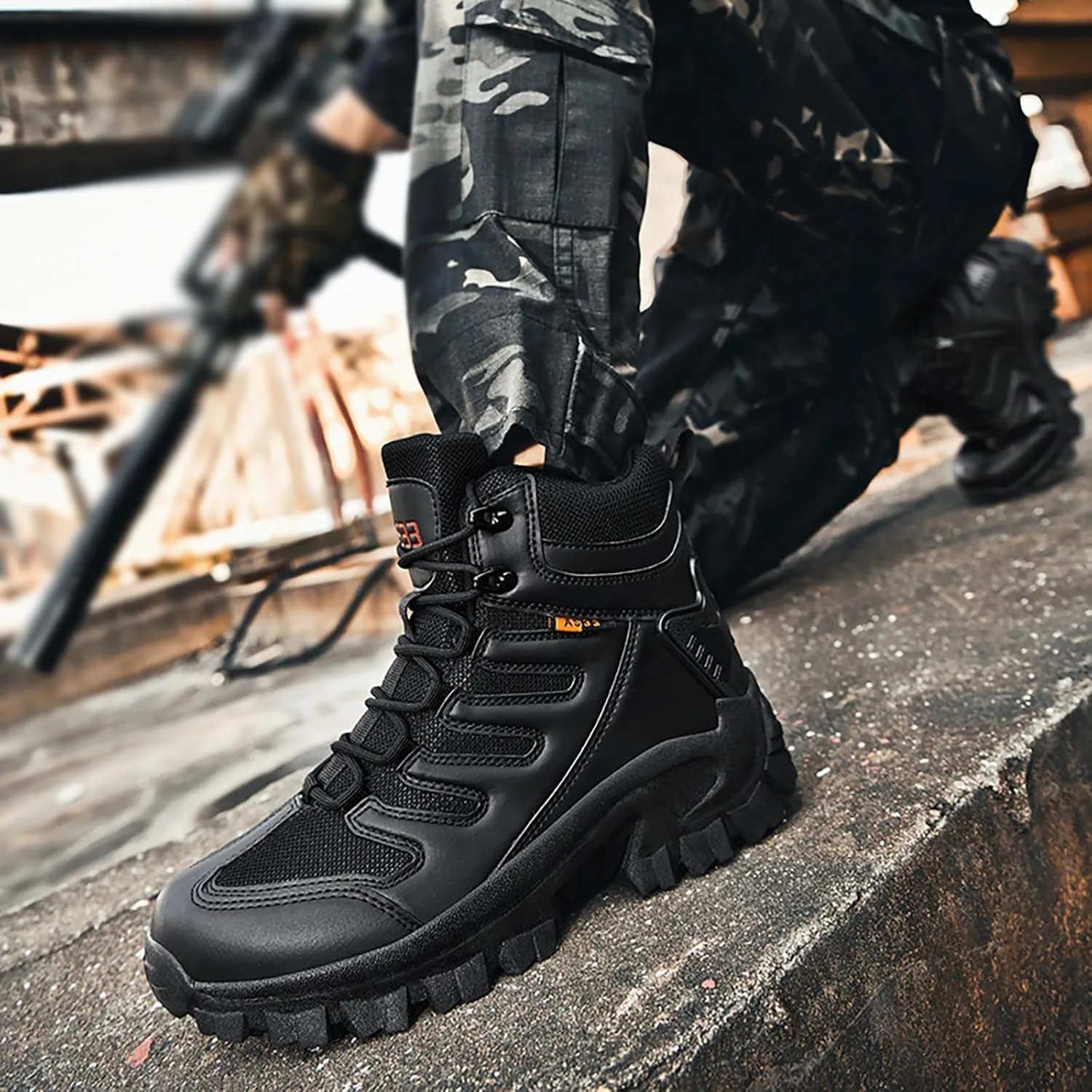 Mens Military Tactical Boots Combat Boots Breathable Police Patrol Boots Lightweight Army Boots Waterproof Hiking Boots