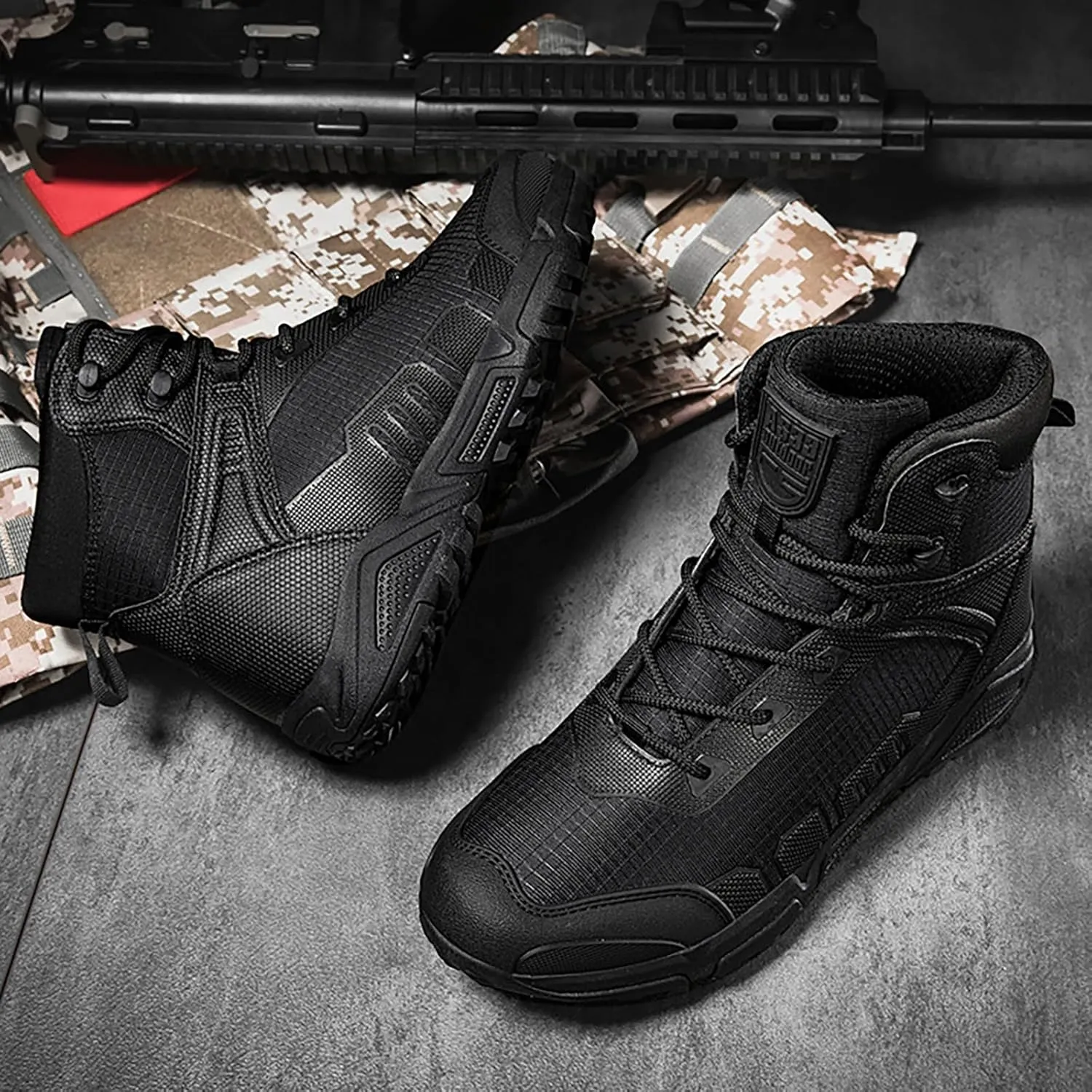 Mens Military Tactical Boots Combat Boots Breathable Police Patrol Boots Lightweight Army Boots Waterproof Hiking Boots