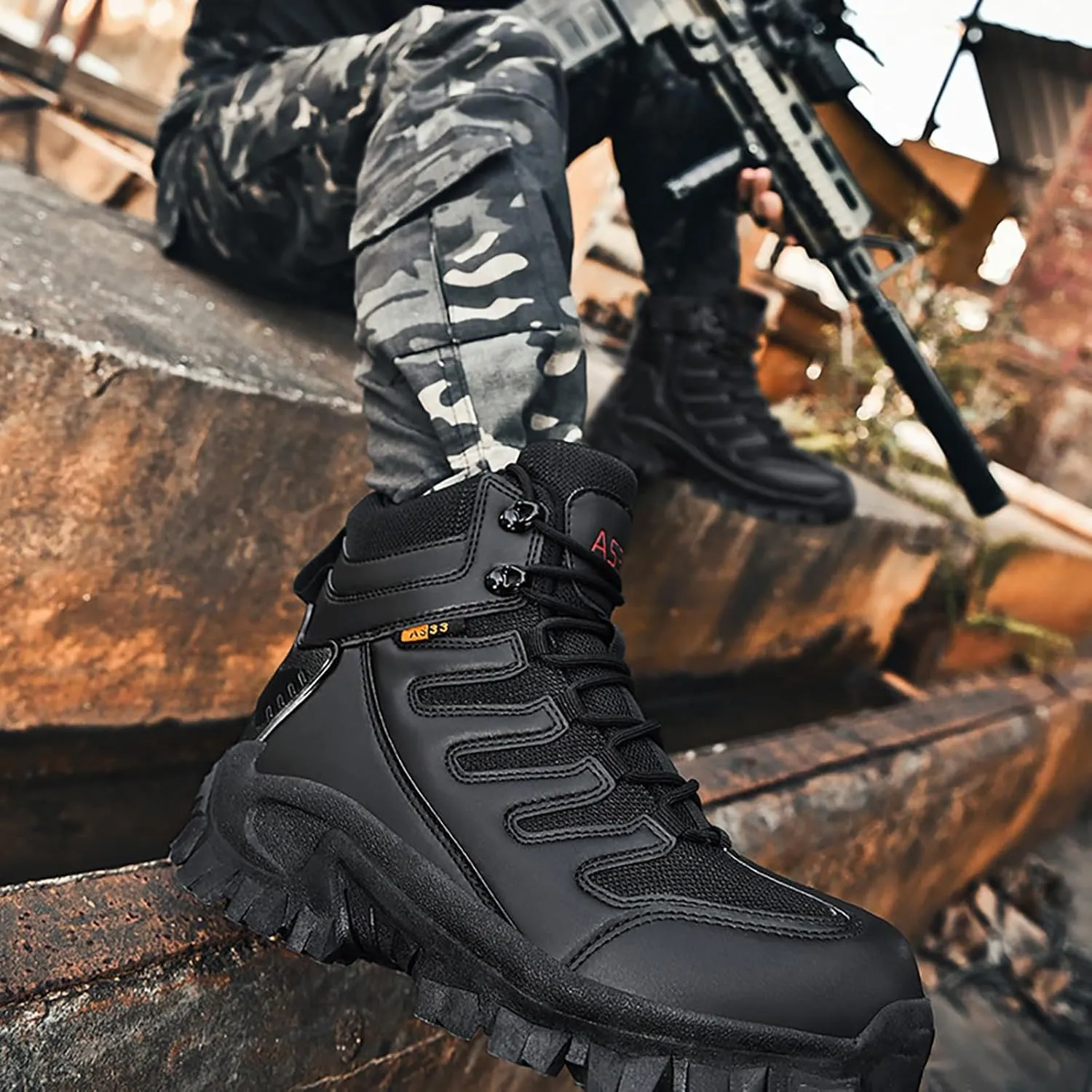 Mens Military Tactical Boots Combat Boots Breathable Police Patrol Boots Lightweight Army Boots Waterproof Hiking Boots