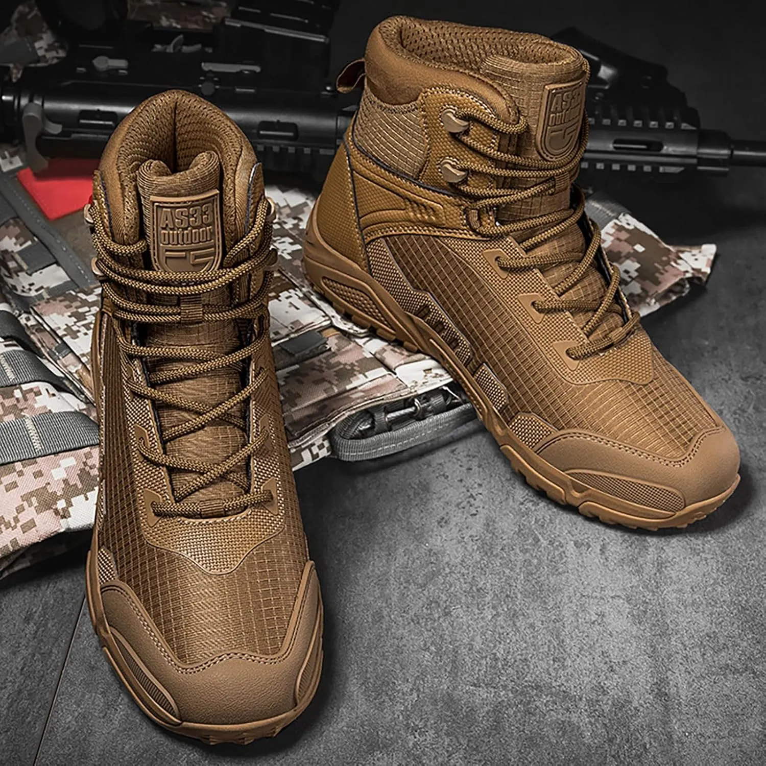 Mens Military Tactical Boots Combat Boots Breathable Police Patrol Boots Lightweight Army Boots Waterproof Hiking Boots