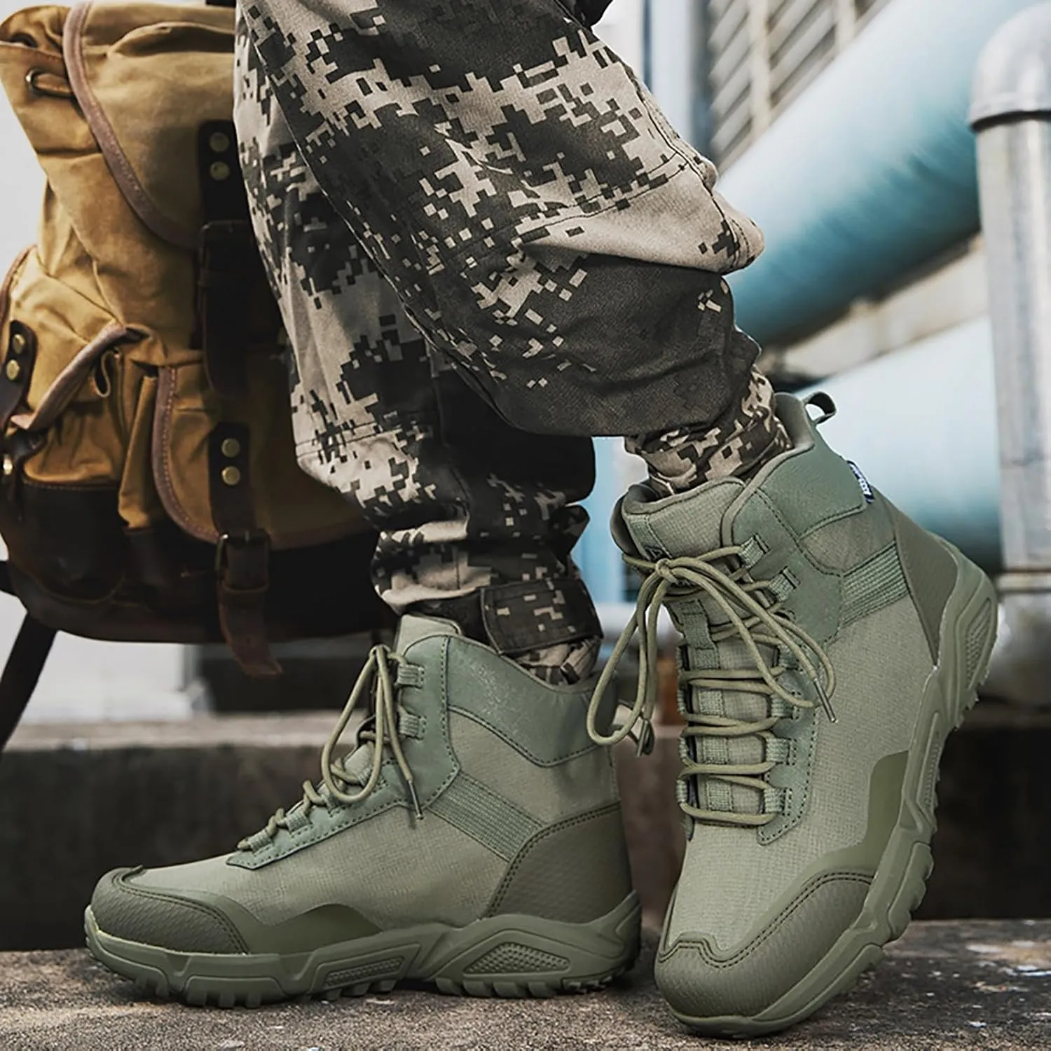 Mens Military Tactical Boots Combat Boots Breathable Police Patrol Boots Lightweight Army Boots Waterproof Hiking Boots