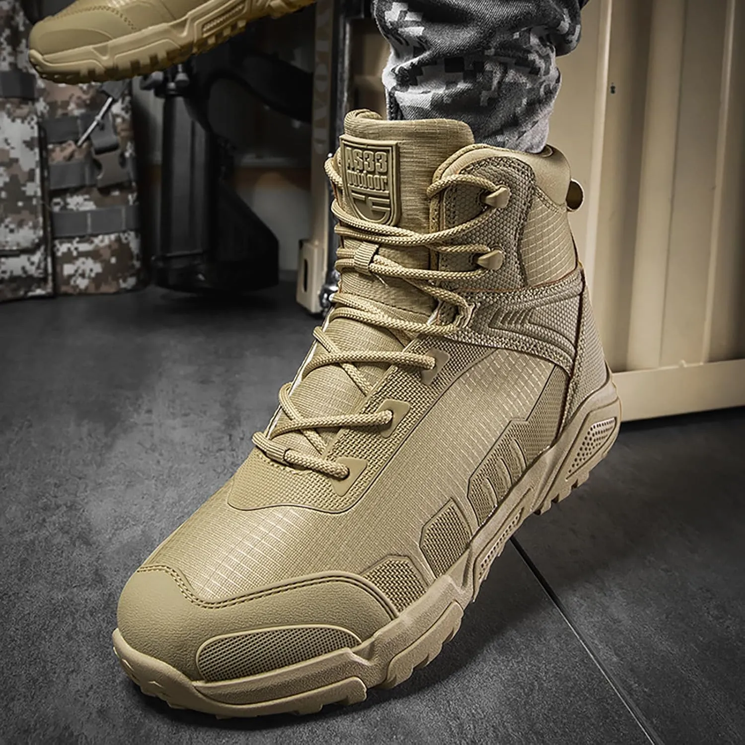 Mens Military Tactical Boots Combat Boots Breathable Police Patrol Boots Lightweight Army Boots Waterproof Hiking Boots
