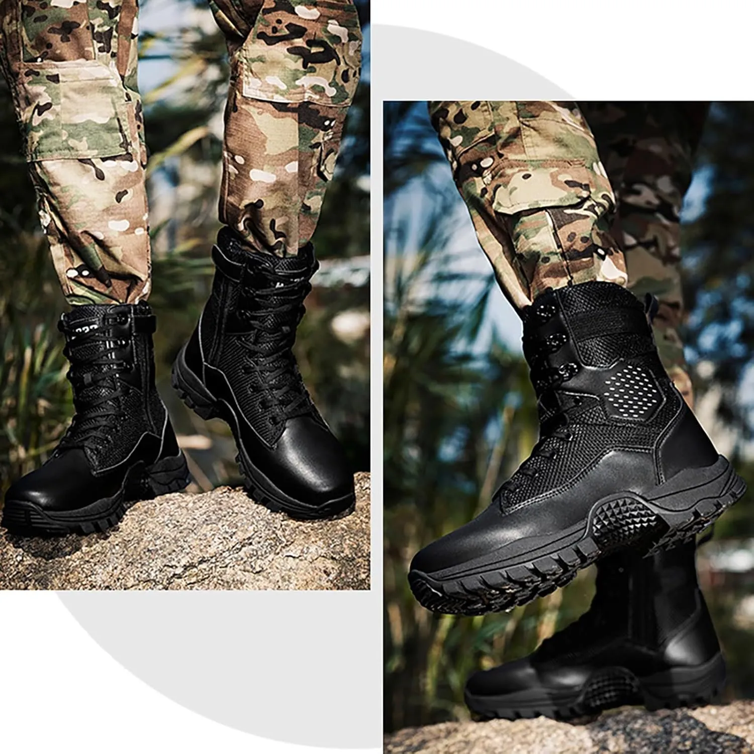 Mens Military Tactical Boots Combat Boots Breathable Police Patrol Boots Lightweight Army Boots Waterproof Hiking Boots