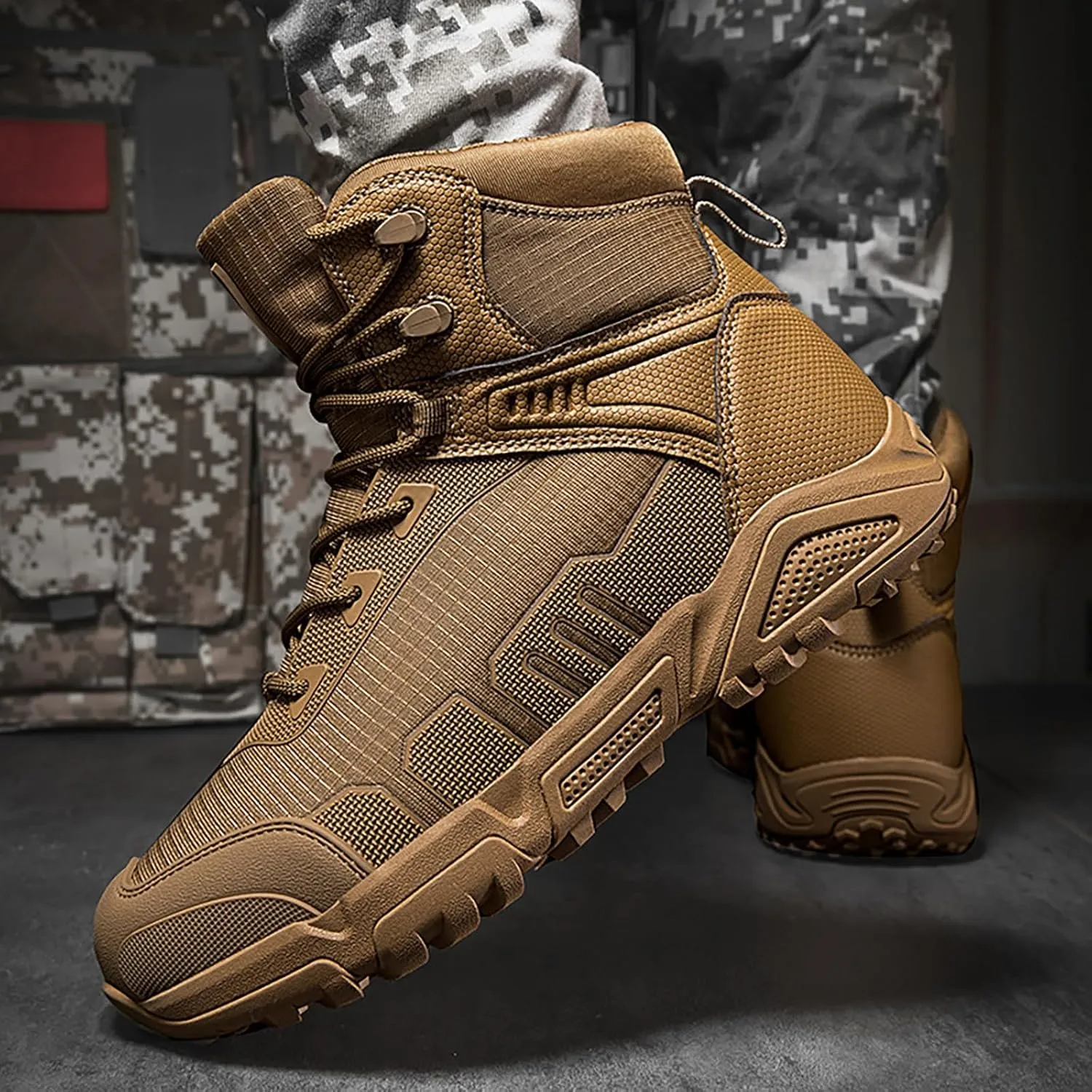 Mens Military Tactical Boots Combat Boots Breathable Police Patrol Boots Lightweight Army Boots Waterproof Hiking Boots