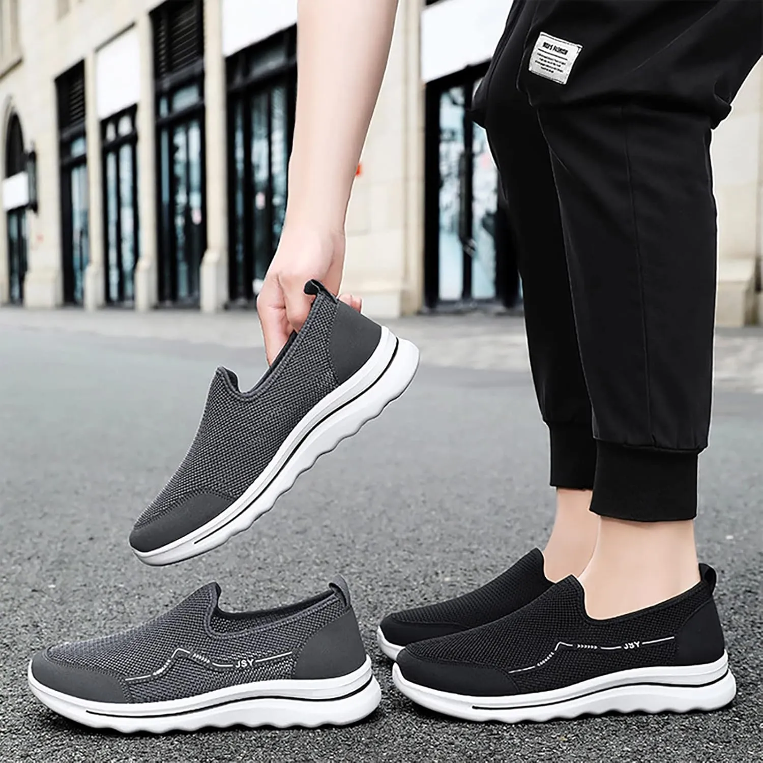 Men's New Flying Weave Walking Shoes Breathable and Comfortable Men's Casual Jogging Sneaker Shoes