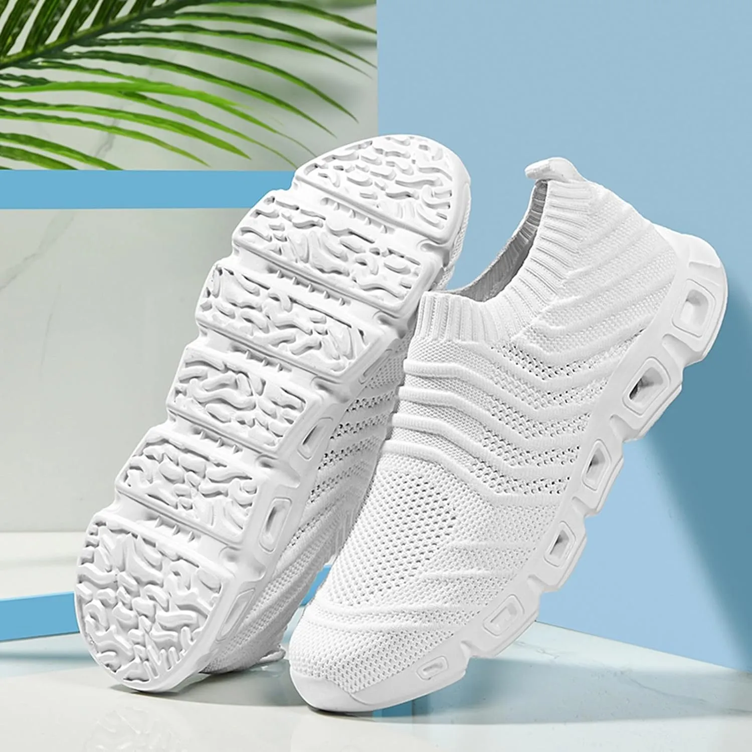 Men's Reathable Stretch Canvas Shoes Lightweight Sport Gym Jogging Walking Sneaker Soft Flat Soled Elderly Shoes