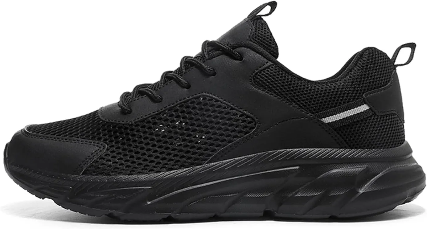 Men's Running Shoes Ultra Lightweight Breathable Walking Shoes Lace Up Non Slip Thick Sole Athletic Fashion Cushion Sneakers Mesh Workout Casual Sports Footwear Daily Work Shoe for Men