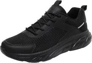 Men's Running Shoes Ultra Lightweight Breathable Walking Shoes Lace Up Non Slip Thick Sole Athletic Fashion Cushion Sneakers Mesh Workout Casual Sports Footwear Daily Work Shoe for Men