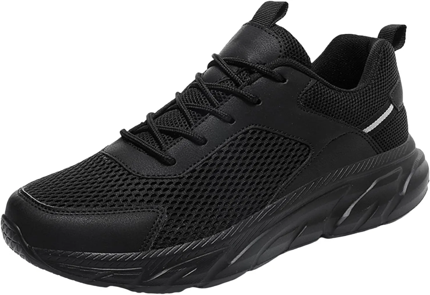 Men's Running Shoes Ultra Lightweight Breathable Walking Shoes Lace Up Non Slip Thick Sole Athletic Fashion Cushion Sneakers Mesh Workout Casual Sports Footwear Daily Work Shoe for Men