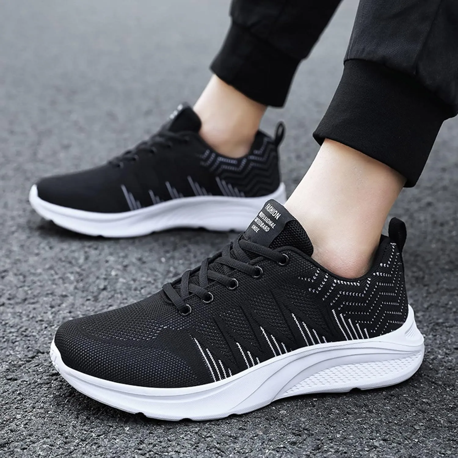 Mens Shoes Arch Support Walking Shoes Slip On Soft Sole Sneakers for Male, Casual Cushion Athletic Running, Lightweight Breathable Mesh Knit Sneakers for Men Daily Workout