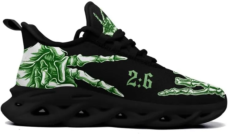 Men's Skull Running Shoes Lightweight Cushion Sports Walking Shoes Cool Non Slip Gym Training Breathable Tennis Shoes