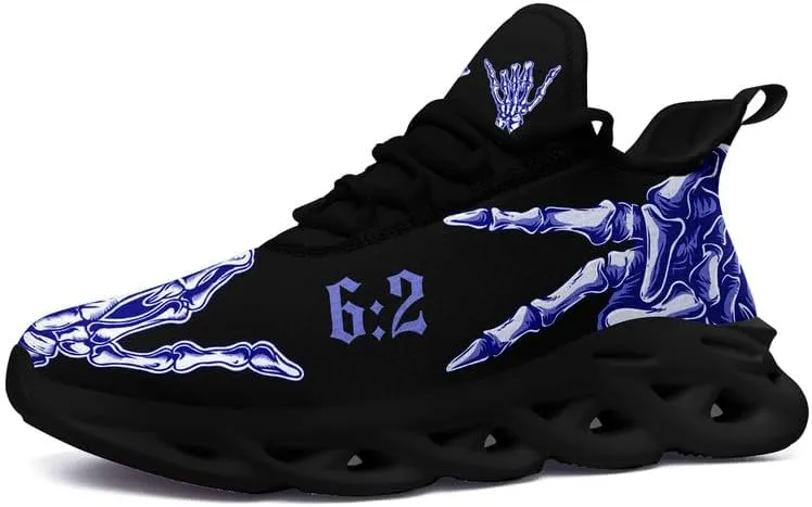 Men's Skull Running Shoes Lightweight Cushion Sports Walking Shoes Cool Non Slip Gym Training Breathable Tennis Shoes