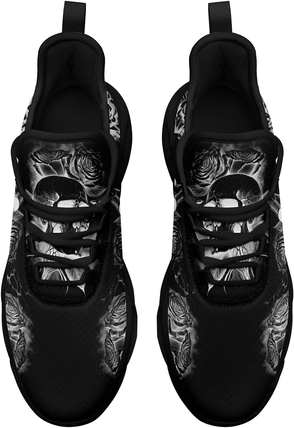 Men's Skull Running Shoes Lightweight Cushion Sports Walking Shoes Cool Non Slip Gym Training Breathable Tennis Shoes