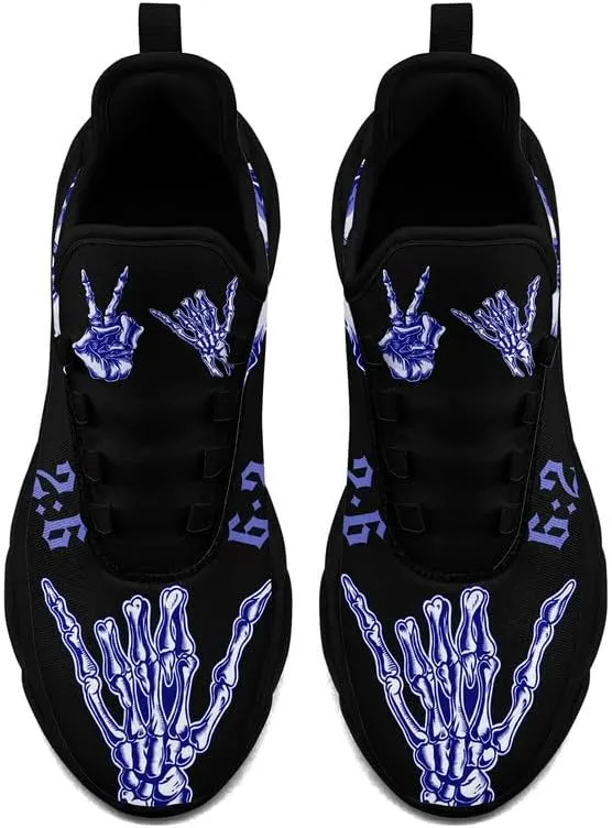 Men's Skull Running Shoes Lightweight Cushion Sports Walking Shoes Cool Non Slip Gym Training Breathable Tennis Shoes