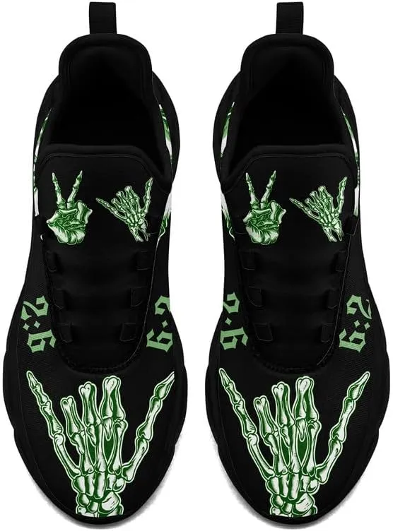Men's Skull Running Shoes Lightweight Cushion Sports Walking Shoes Cool Non Slip Gym Training Breathable Tennis Shoes